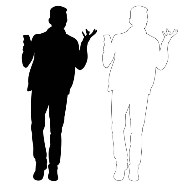 Silhouette Noire Homme Debout — Image vectorielle