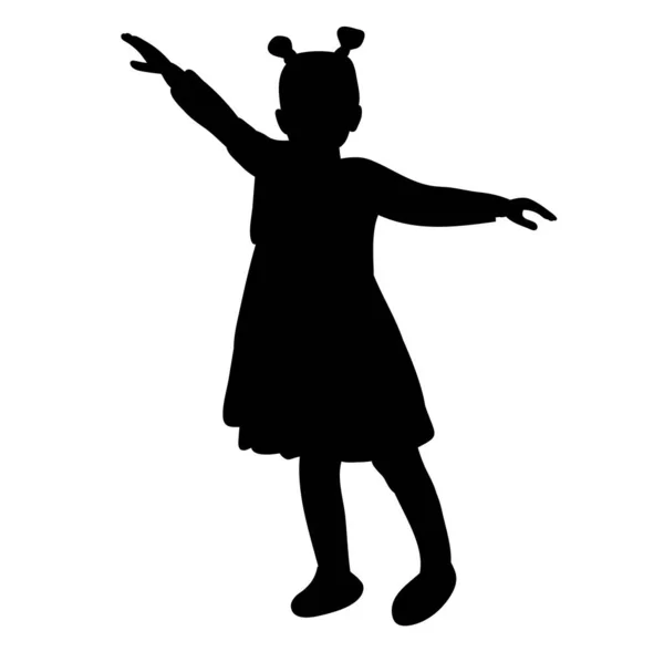 Silhouette Little Girl Standing — Stock Vector