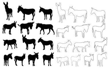 Eşek silueti seti.