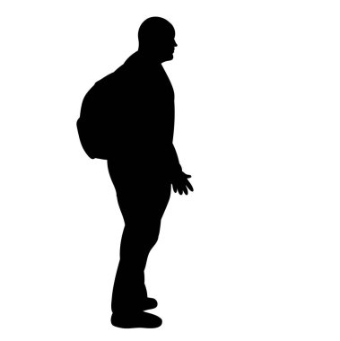 Sırt çantalı, izole edilmiş siluet adam.