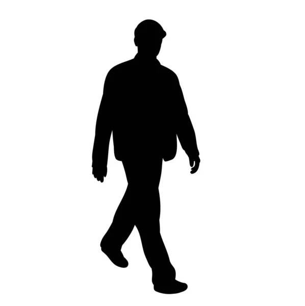 孤立的轮廓男人独自走在白色的背景上 — 图库矢量图片