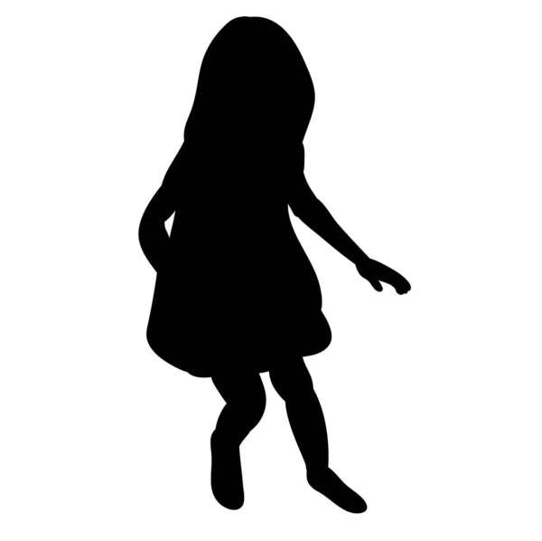 Silhouette Kleine Mädchen Vektor — Stockvektor