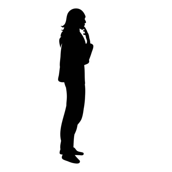 Vector Isolated Silhouette Girl Standing — Stock Vector