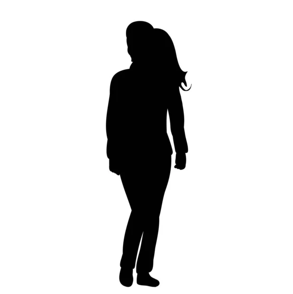 Silhouette Mädchen Stehender Vektor — Stockvektor