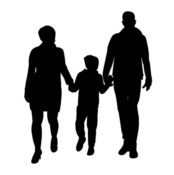 Silueta Una Familia Sobre Fondo Blanco — Vector de stock