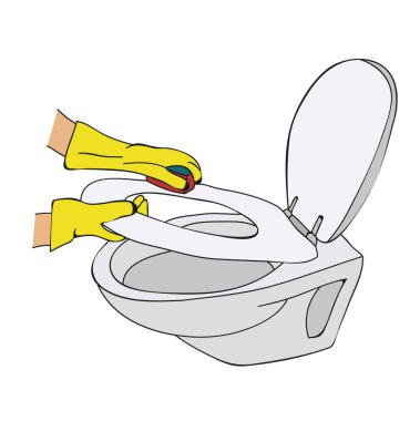 vektör, temizlik, tuvalet yıkama