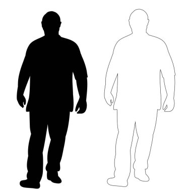 vektör, izole edilmiş siluet adam yürüyor, ana hatlar