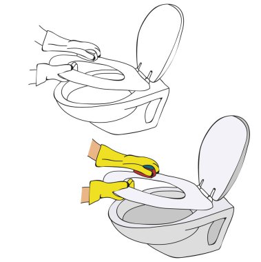 vektör, izole tuvalet yıkama