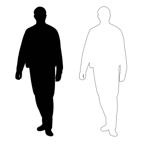 Silhouette Isolée Homme Marche Contour — Image vectorielle