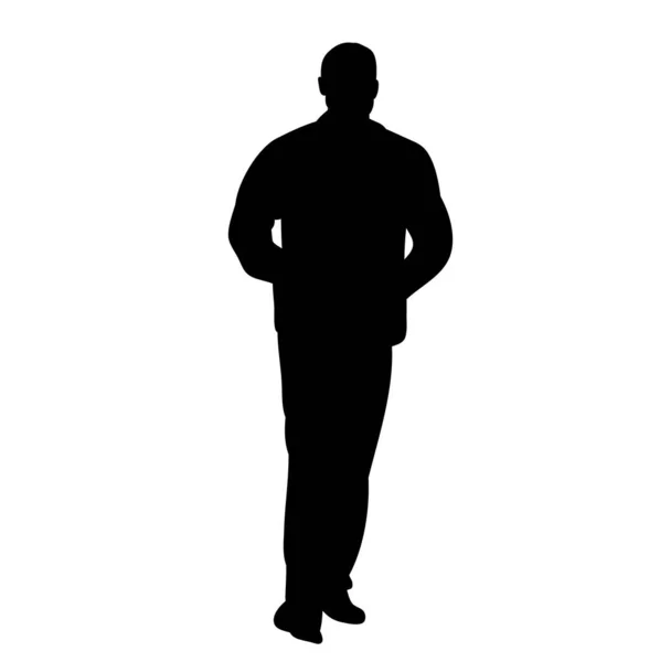 Silhouette Man Goes White Background Isolated — Stock Vector
