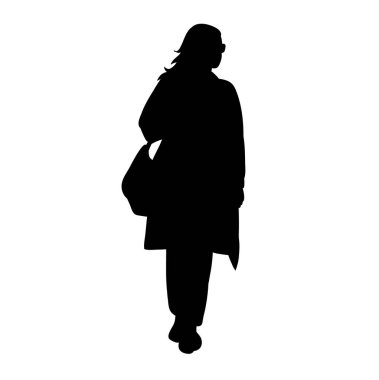 Siluet kız gider, izole, vektör