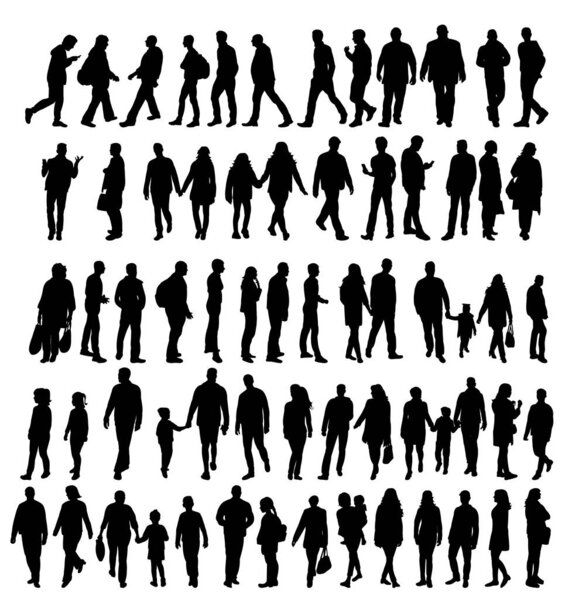 set of silhouettes people, isolated