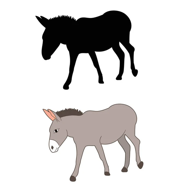 Aislado Silueta Burro Sobre Fondo Blanco — Archivo Imágenes Vectoriales