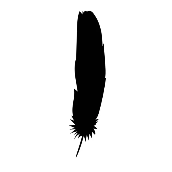 Silueta Negra Pluma Pájaro Contorno — Vector de stock