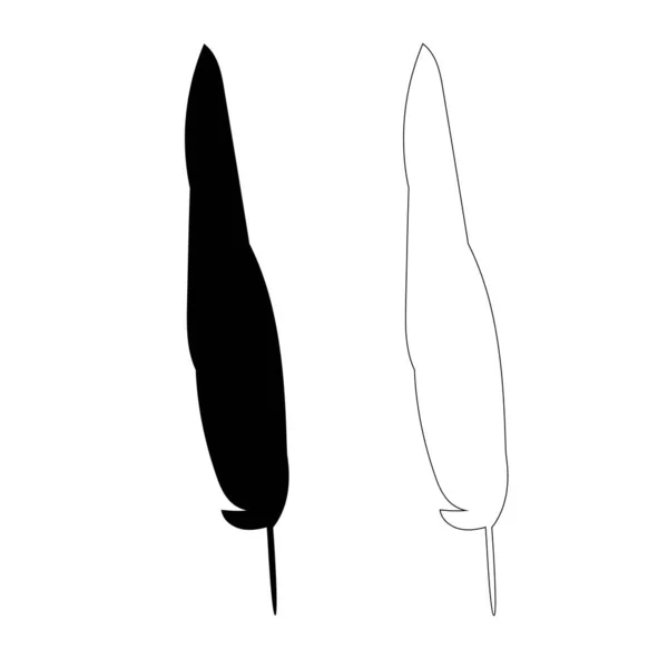 Silhouette Bird Feather Outline — Stock Vector