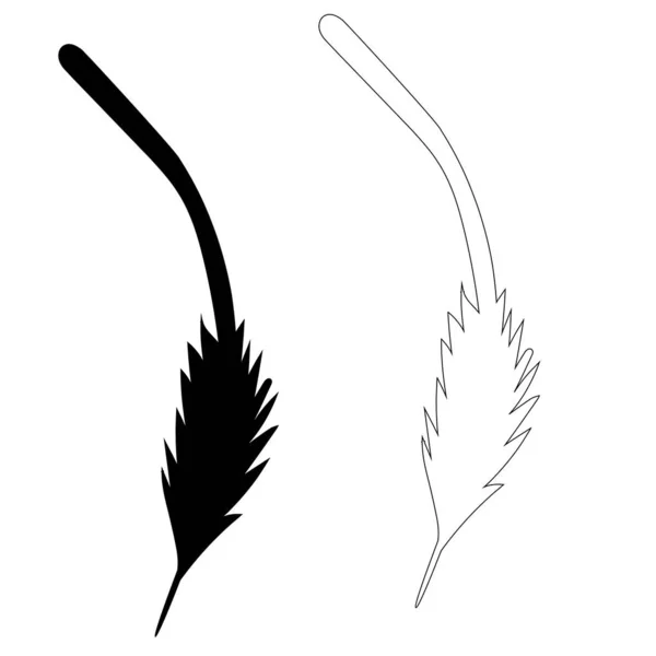 Vector Isolated Silhouette Bird Feather Outline — Stock Vector