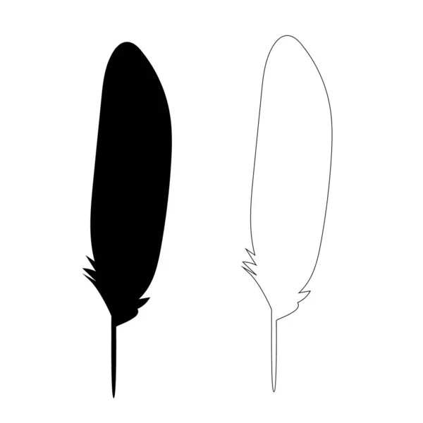 Isolated Silhouette Feather Bird — Stock Vector