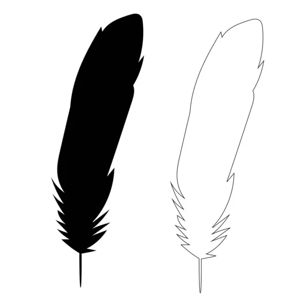 Vecteur Silhouette Isolée Plumes Oiseaux Contour — Image vectorielle