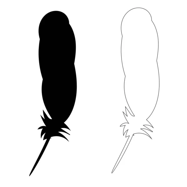 Vector Isolated Silhouette Bird Feathers Outline — Stock Vector