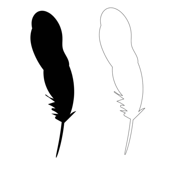 Vector Isolated Silhouette Bird Feather — Stock Vector