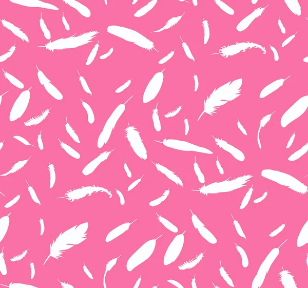 Fondo Sin Costuras Con Una Silueta Plumas Rosa — Vector de stock