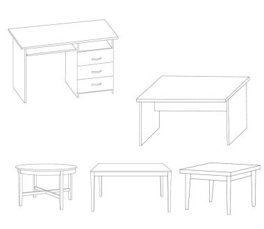 vektör, tabloların izole çizimi