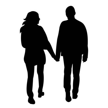 vektör, izole edilmiş siluet adam ve kız gidiyor