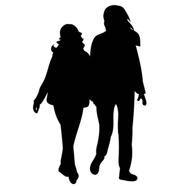 vektör, izole siyah siluet insanlar gider