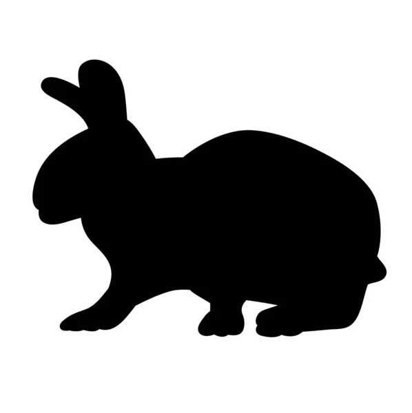 Schwarze Silhouette Eines Hasen Auf Weißem Hintergrund — Stockvektor