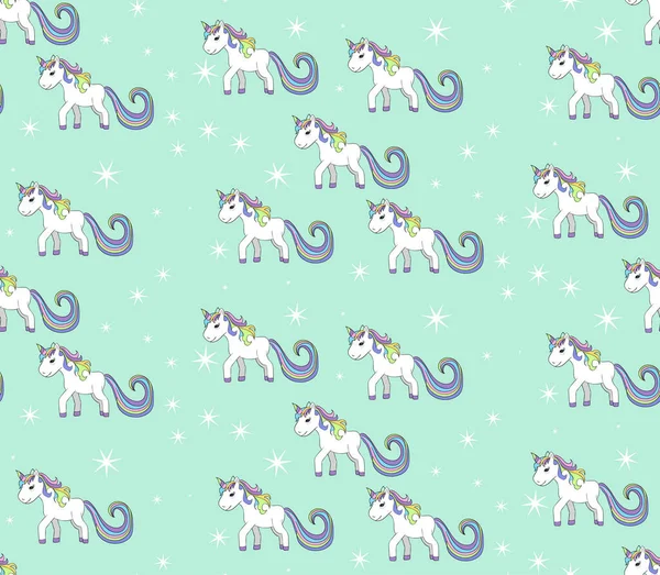 Seamless Pattern Unicorns — Stock Vector