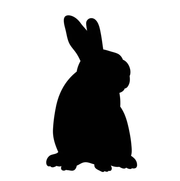 Vector Isolated Black Silhouette Rabbit White Background — Stock Vector