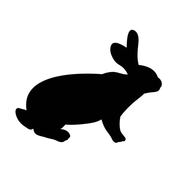Vector Isolated Silhouette Rabbit White Background — Stock Vector