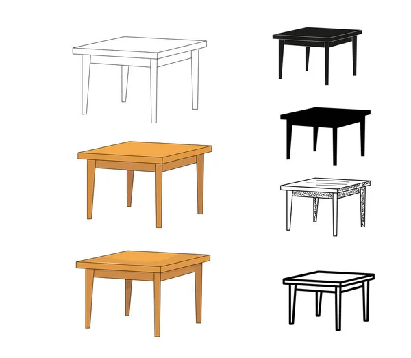 Table Ensemble Croquis Silhouette — Image vectorielle