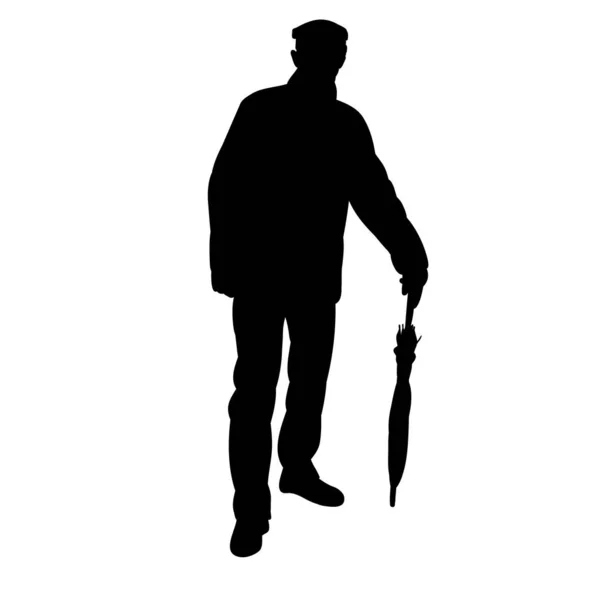 Silhouette Man Standing Umbrella — Stock Vector