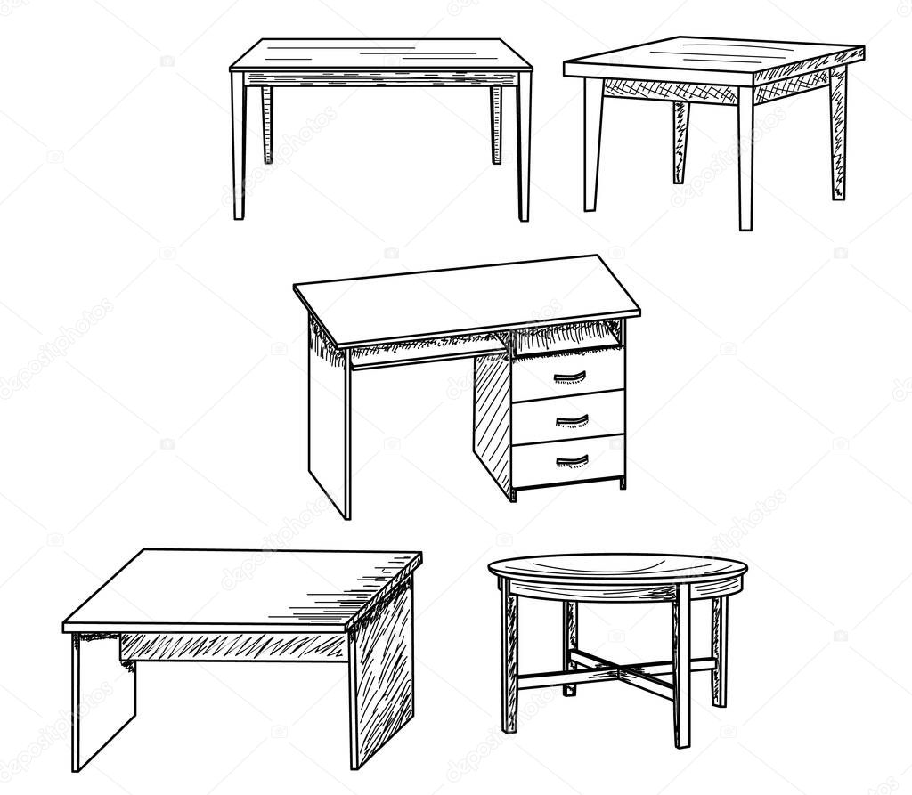  isolated sketch of a table, set