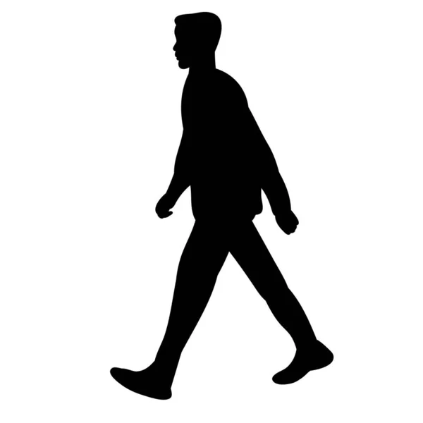Vektor Isolerad Silhuett Man Promenader — Stock vektor