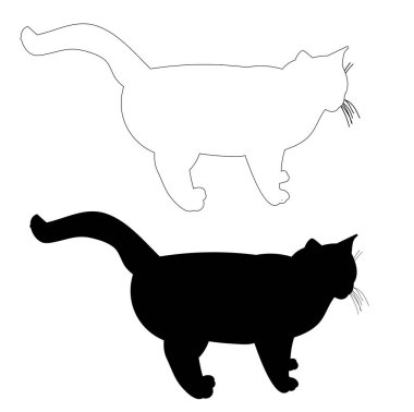 vektör, izole edilmiş siluet kedi, özet,