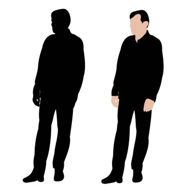  Beyaz arka planda duran izole edilmiş siluet adam