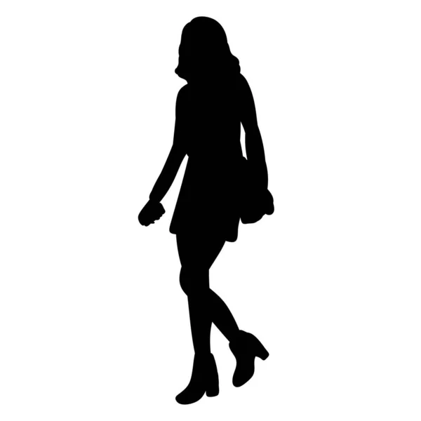 Vector Isolated Silhouette Girl Going — Stock Vector