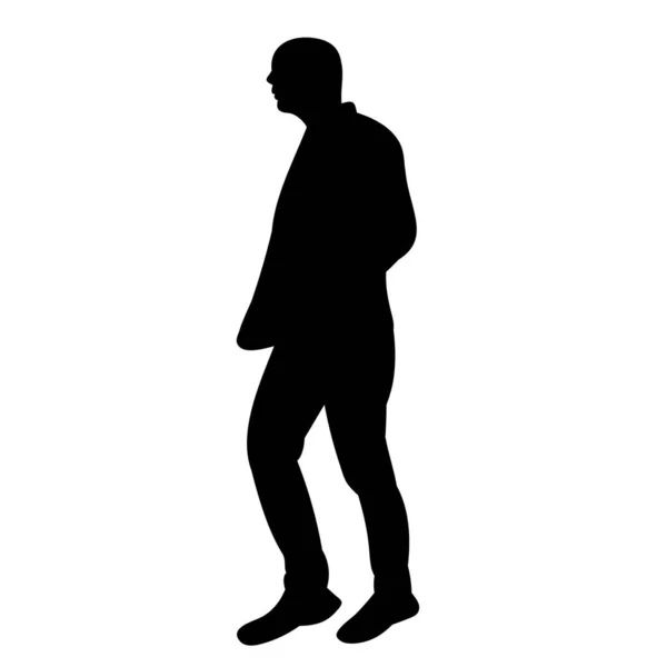 Silhouette Isolée Homme Marche Sur Fond Blanc — Image vectorielle