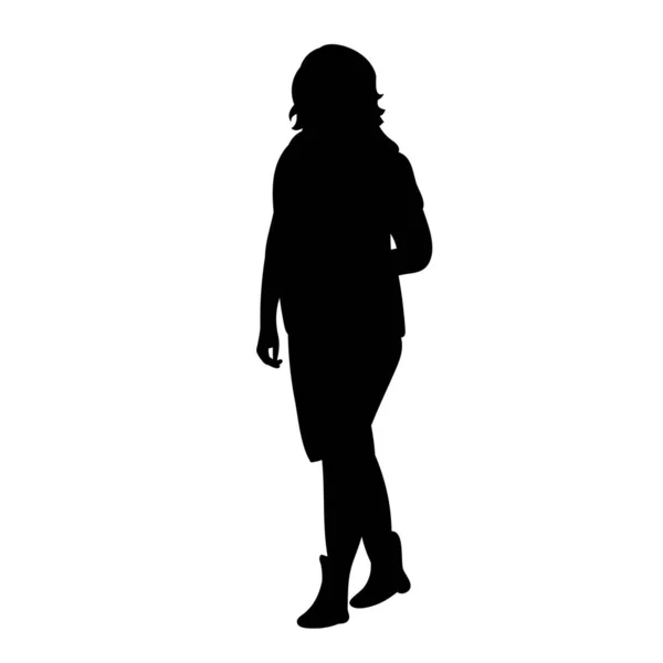 Silhouette Girl Walking White Background One — Stock Vector