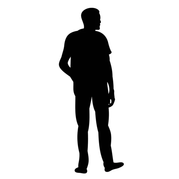 Silhouette Homme Marche Isolé Sur Fond Blanc — Image vectorielle