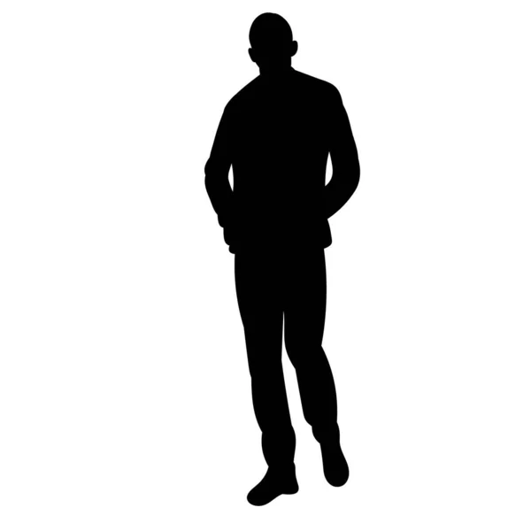 Vecteur Silhouette Isolée Homme Marche Sur Fond Blanc Seul — Image vectorielle