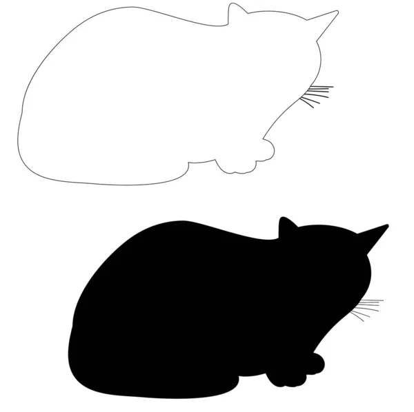 Silhouette Isolée Chat Contour — Image vectorielle