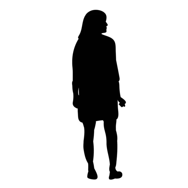 Silhouette Mädchen Läuft Auf Weißem Hintergrund — Stockvektor