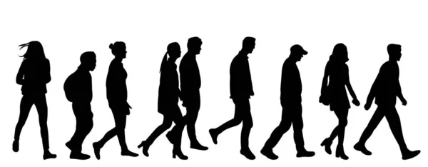 Silueta Caminante Grupo Personas — Vector de stock