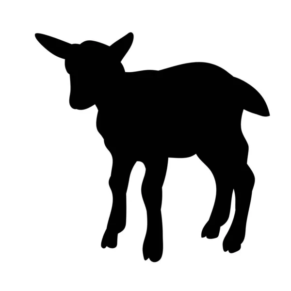 Vector Isolated Silhouette Goats White Background — Stock Vector