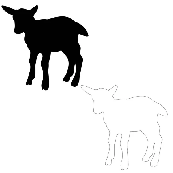 Vector Silueta Aislada Cabras Sobre Fondo Blanco — Archivo Imágenes Vectoriales