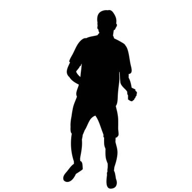 vektör, beyaz arka planda, dans eden bir adamın siyah silueti