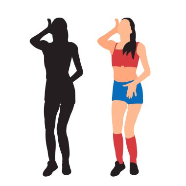 vektör, beyaz arka planda, seksi dansçı kız, siluet